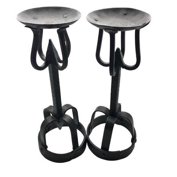 Gothic Hand Forged Wrought Iron Candle Holders